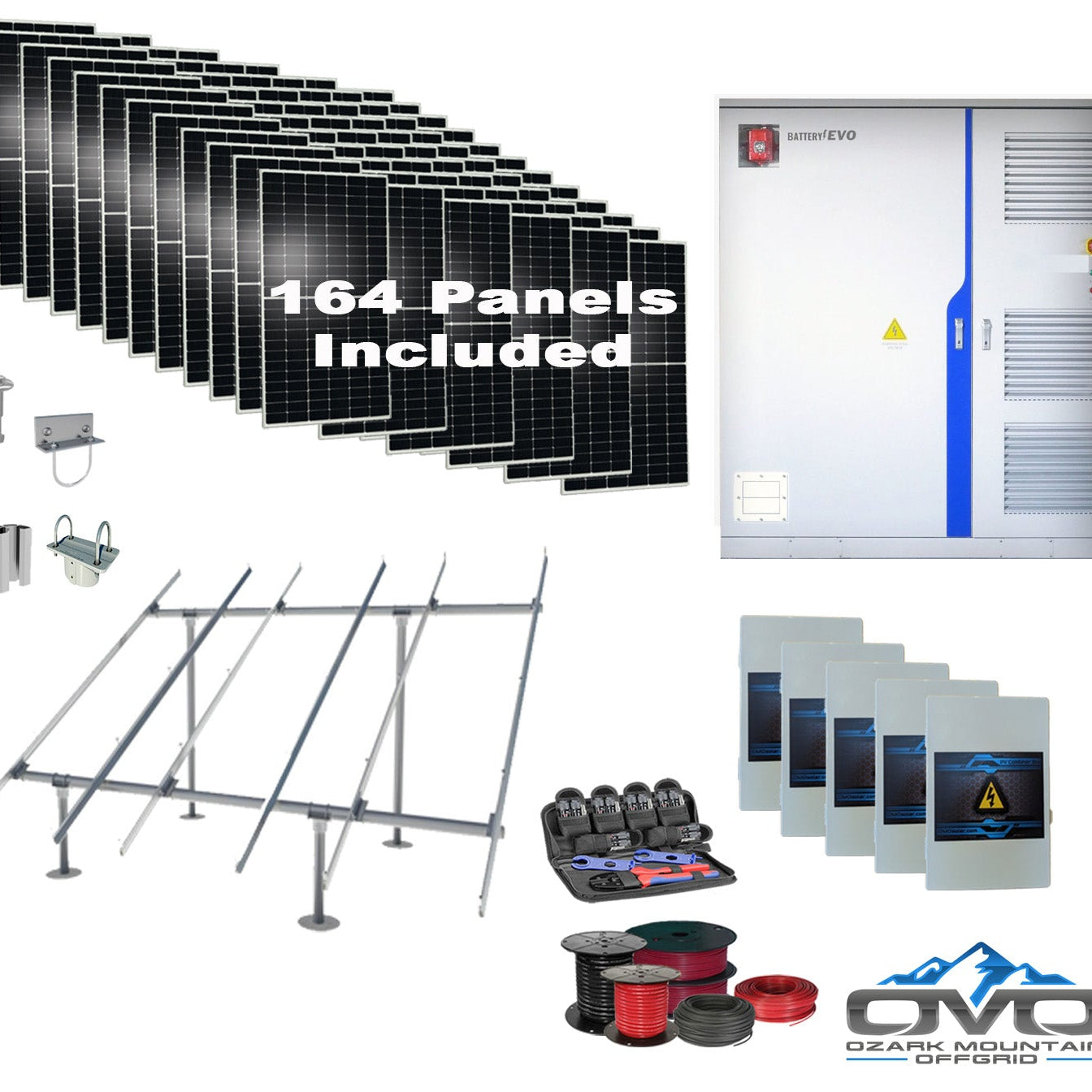90KW Solar Battery EVO Grizzly Commercial 3-Phase Energy Storage Cabinet 207kWh Battery + 66K Inverter + 90KW Solar Array