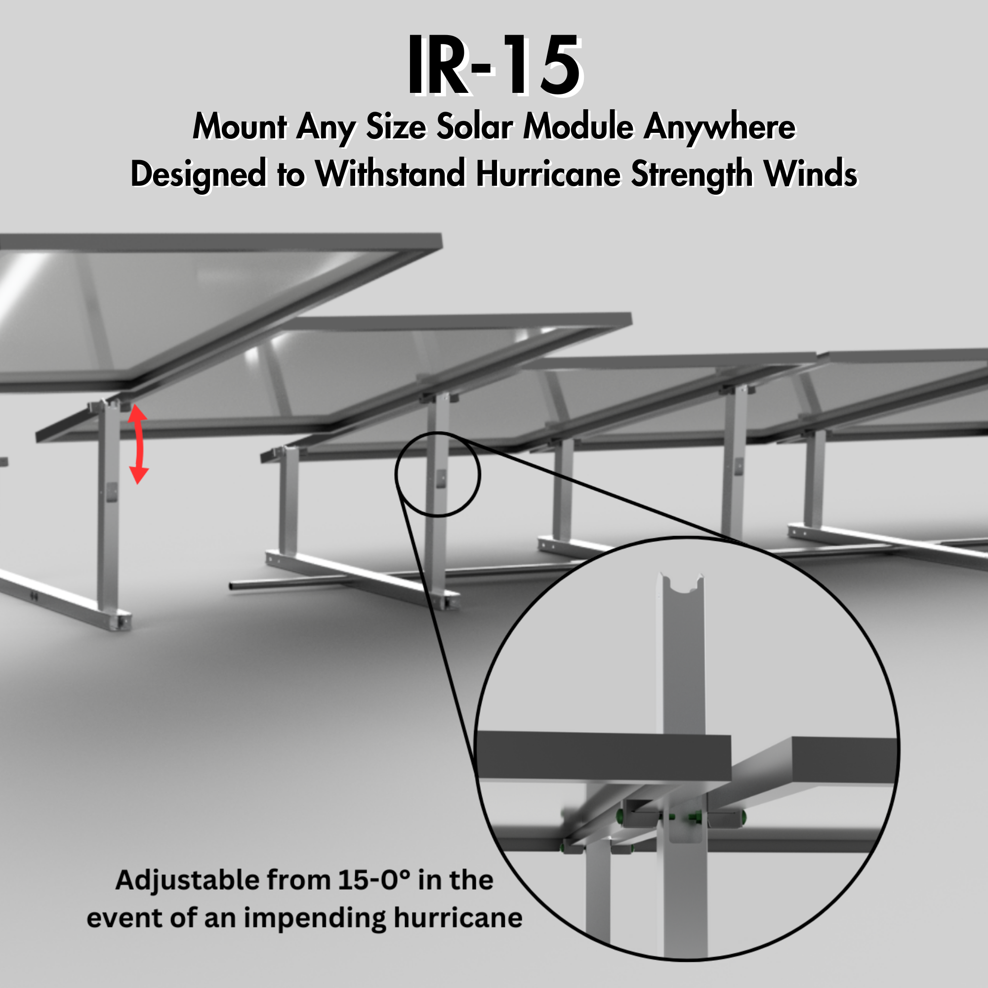 IntegraRack IR-15 Solar Panel Ground Mount | 15 Degree Angle | Aircraft Grade Aluminum