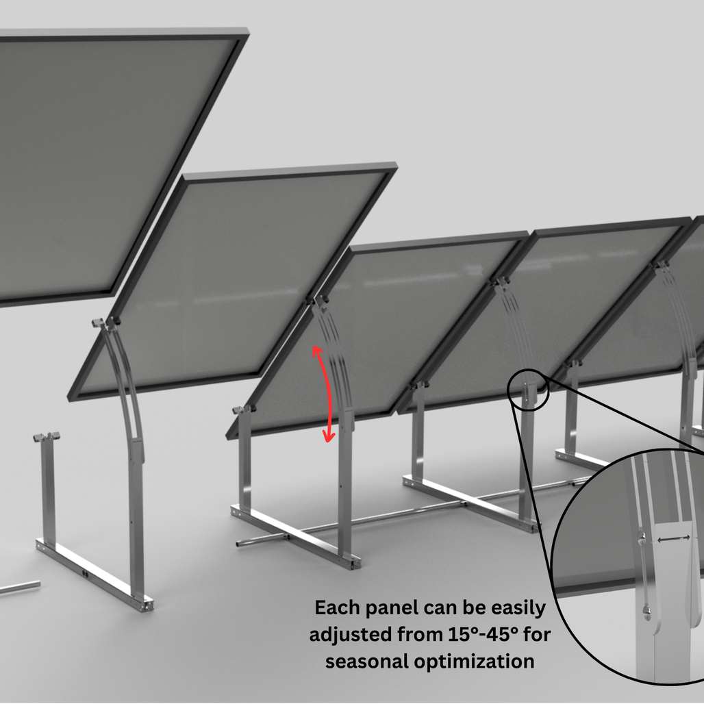 IntegraRack IR-45ASA Solar Panel Ground Mount | 15-45 Degree Adjustable Angle | Aircraft Grade Aluminum