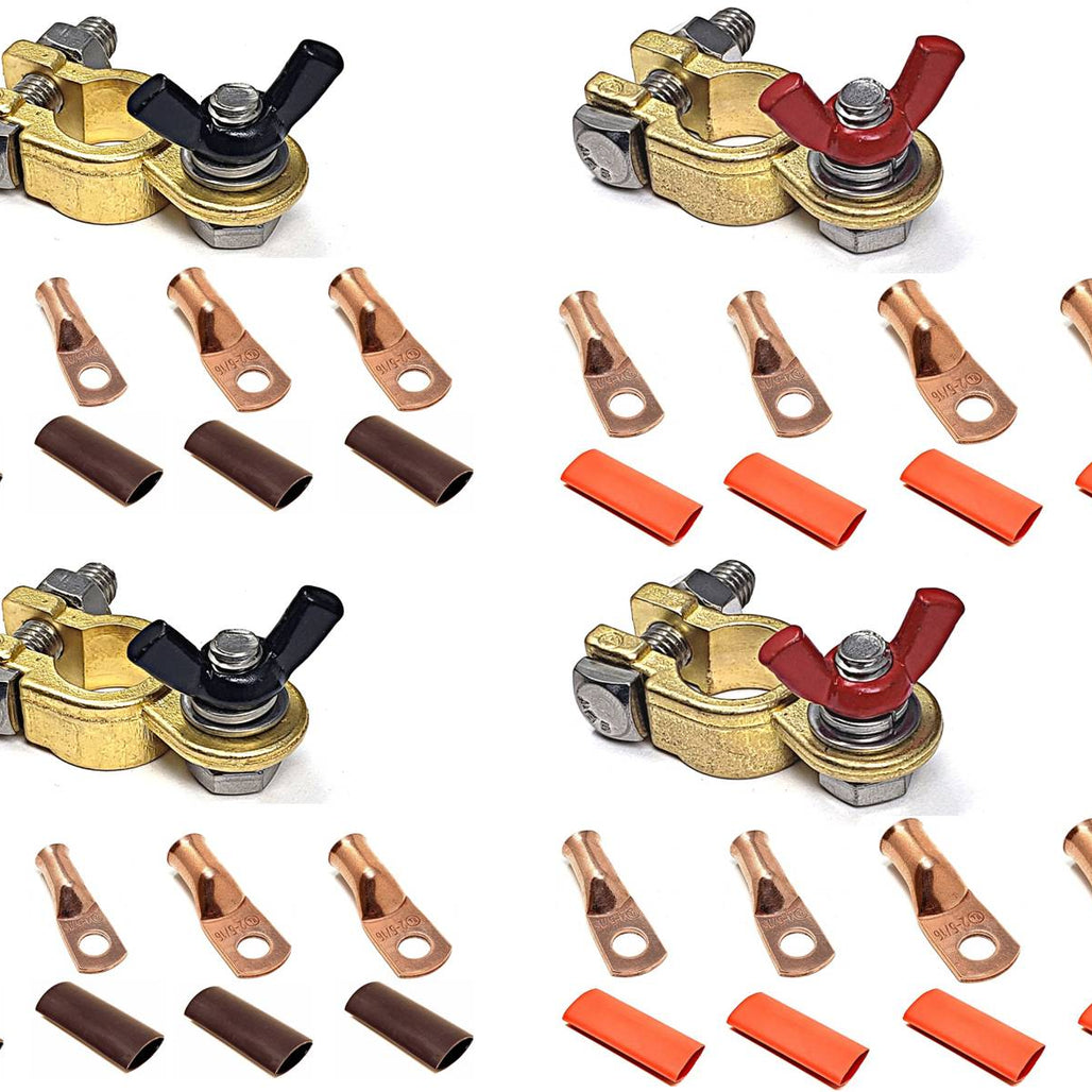 Marine Grade Battery Terminal Top Post Kit for RV, Trucks, Boats, Cars, Campers, Golf Carts (Military Spec. B-12128C)