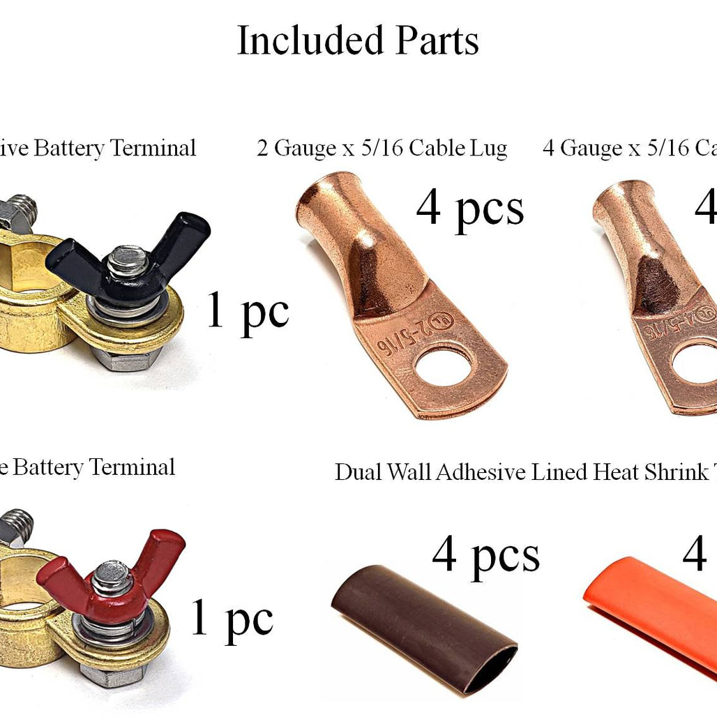 Marine Grade Battery Terminal Top Post Kit for RV, Trucks, Boats, Cars, Campers, Golf Carts (Military Spec. B-12128C)