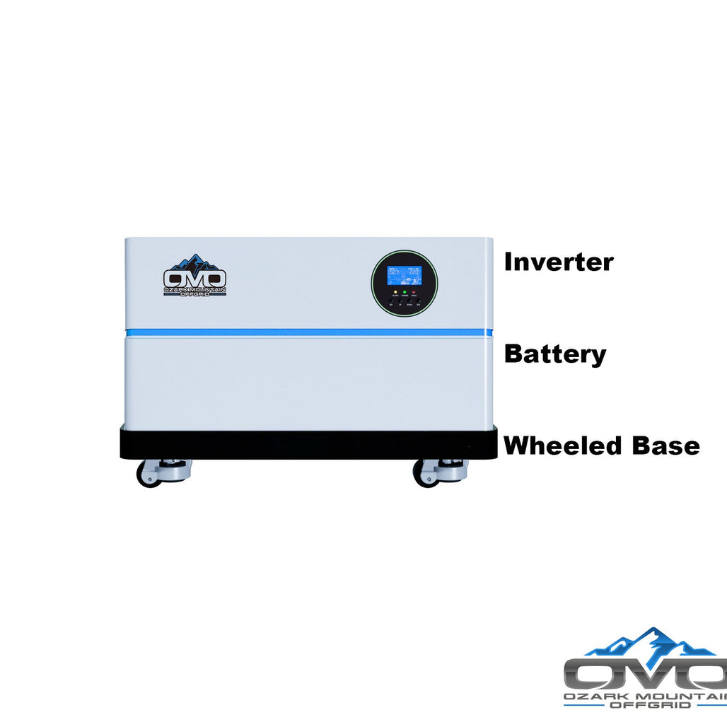 2.2KW OMO All-In-One Customizable Stacking Inverter/Battery System 5500W Inverter + 5.12K Lithium Battery + 2.2KW Solar Roof Mount