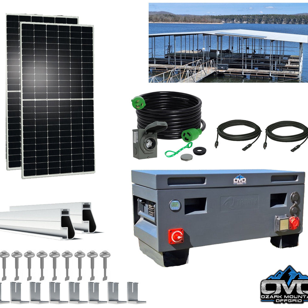 1.1KW Boat Dock Offgrid Solar Kit - Portable with Plug and Play Connections