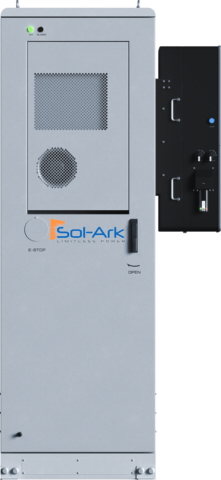 Commercial 60KW Solar Array - 3 Phase 480V Solar Kit + 60K 480V Sol-Ark Inverter + 60KW Sol-Ark OUTDOOR Lithium Battery +60.5KW Solar with Ground Mount and Wiring