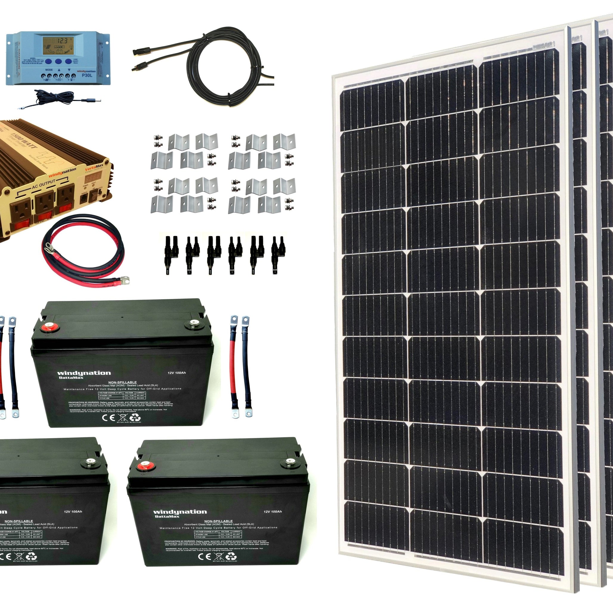 400-Watt Monocrystalline Solar Panel Kits with P30L LCD Solar Charge Controller