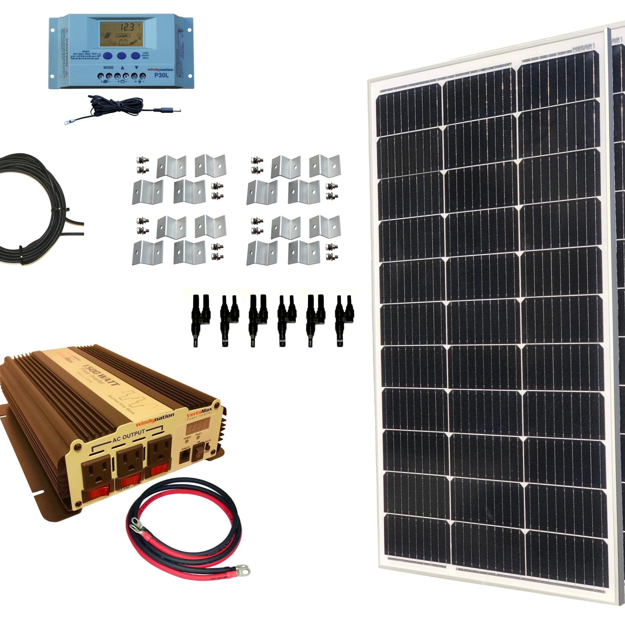 400-Watt Monocrystalline Solar Panel Kits with P30L LCD Solar Charge Controller