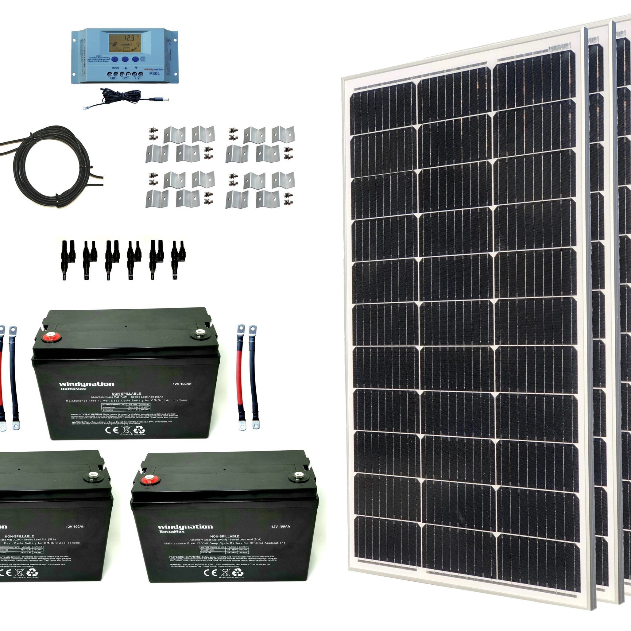 400-Watt Monocrystalline Solar Panel Kits with P30L LCD Solar Charge Controller