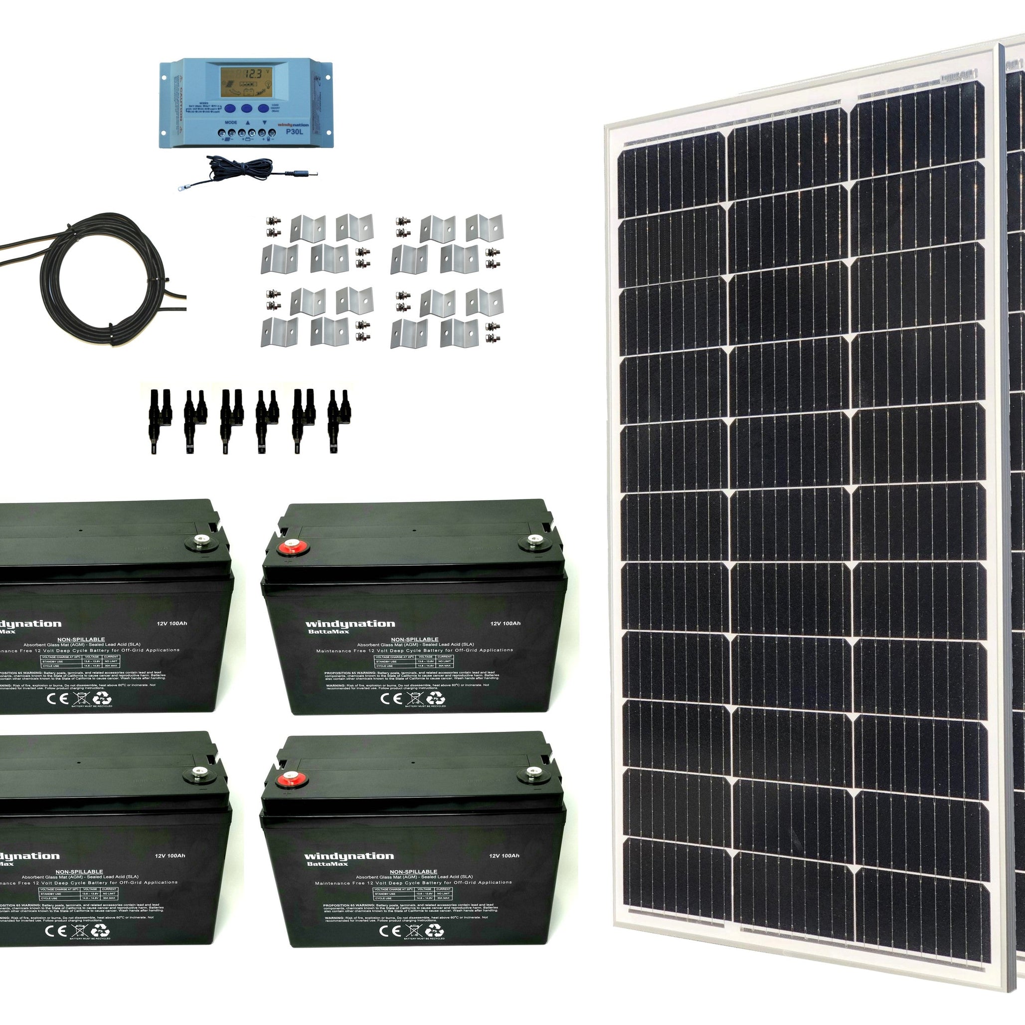 400-Watt Monocrystalline Solar Panel Kits with P30L LCD Solar Charge Controller