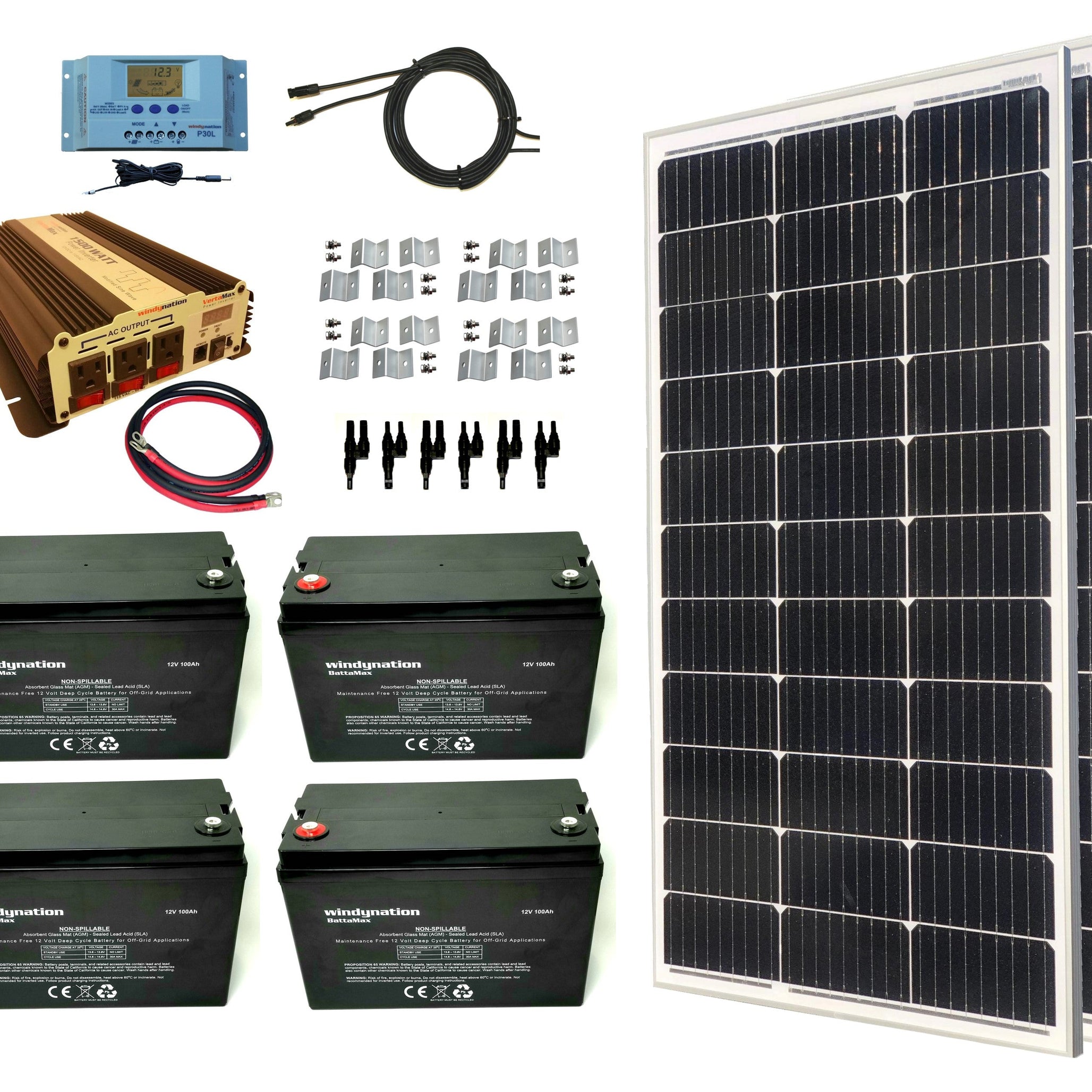 400-Watt Monocrystalline Solar Panel Kits with P30L LCD Solar Charge Controller
