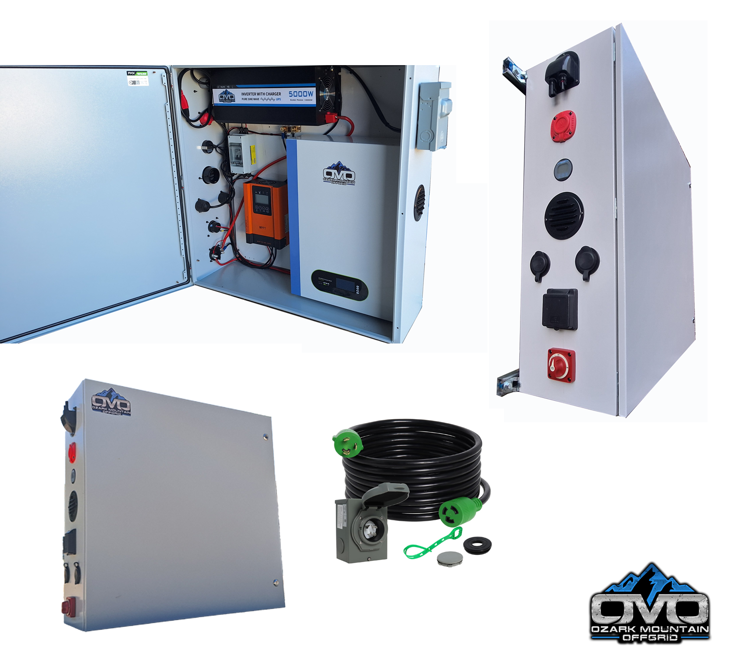 Boat Dock Offgrid Solar Kit - Mountable with Plug and Play Connections 5.12KW OMO Patriot Lithium Battery (No Solar Panels)