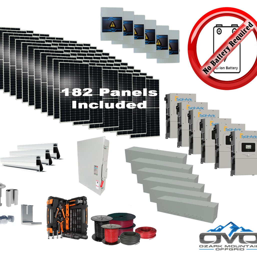 100KW Complete Offgrid Solar Kit + 6x 15K Sol-Ark Inverter +100.2KW Solar with Mounting Rails and Wiring