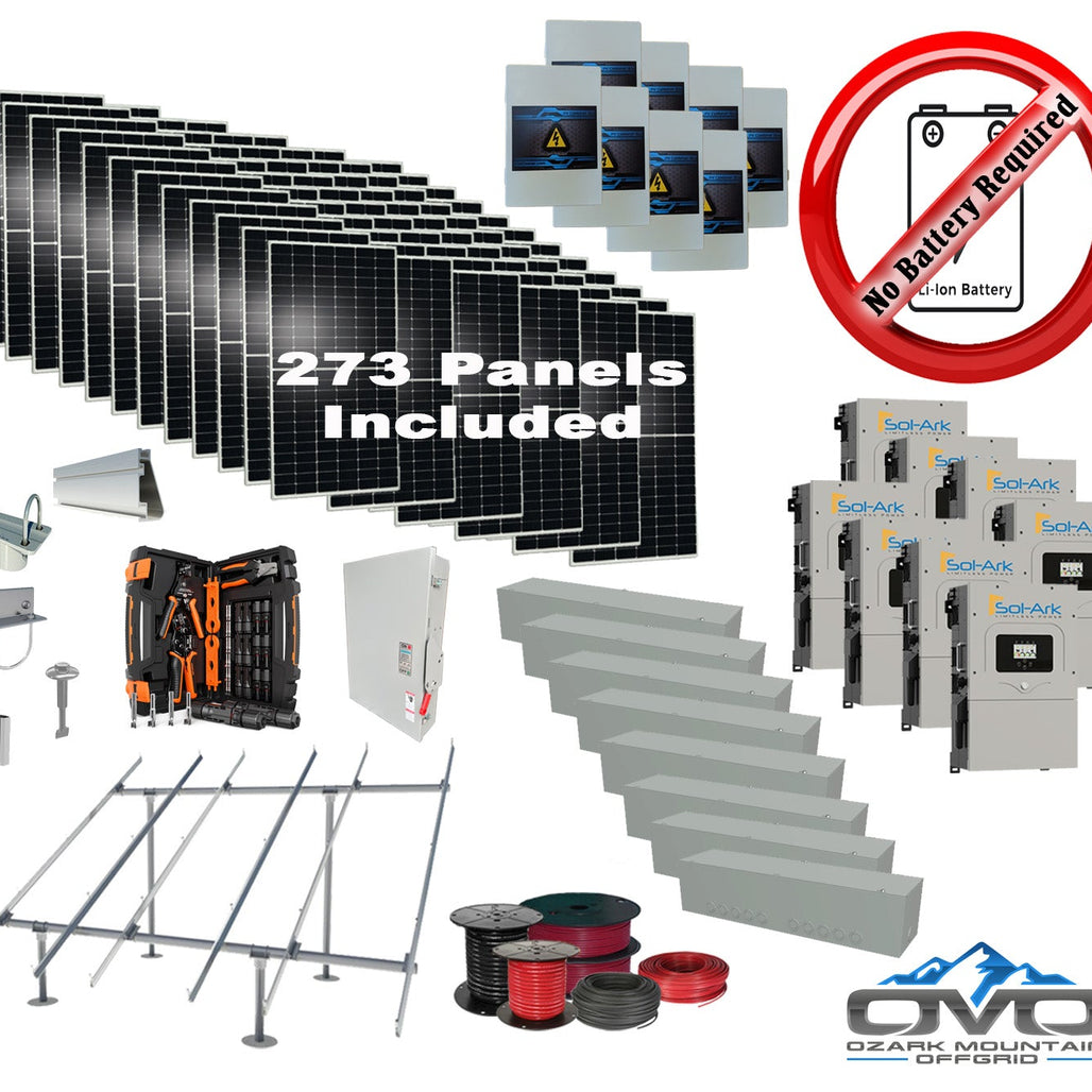 150KW Complete Offgrid Solar Kit + 8x 15K Sol-Ark Inverter +150.15KW Solar with Ground Mount and Wiring