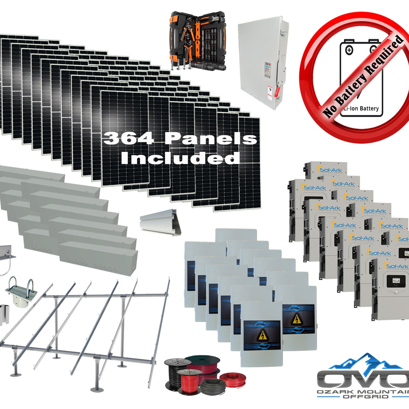200KW Complete Offgrid Solar Kit + 12x 15K Sol-Ark Inverter +200.2KW Solar with Ground Mount and Wiring