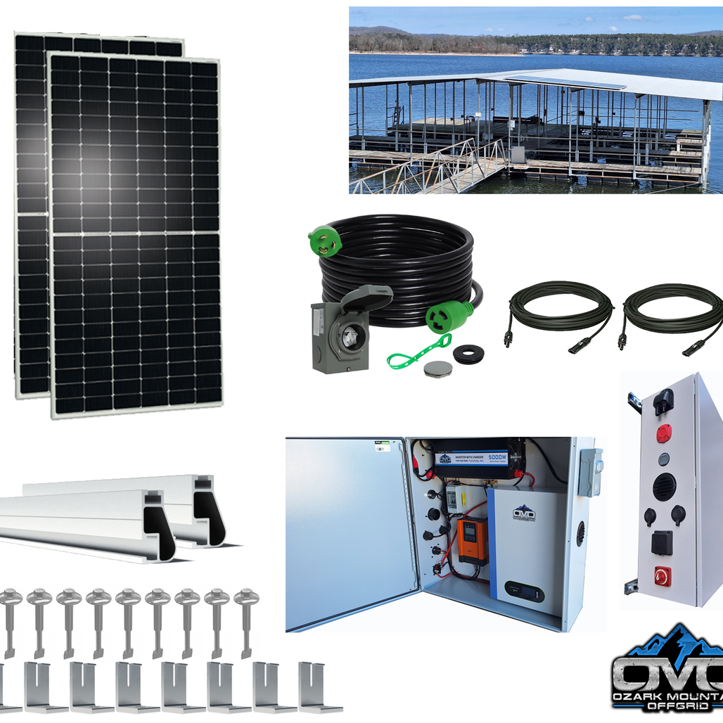 1.1KW Boat Dock Offgrid Solar Kit (2 Panel + 1 Lithium Battery) - Mountable with Plug and Play Connections