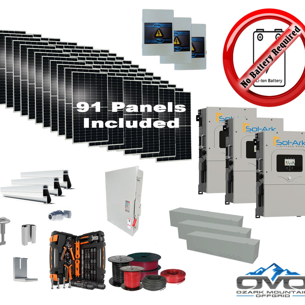 50KW Complete Offgrid Solar Kit + 3x 15K Sol-Ark Inverter +50.05KW Solar with Mounting Rails and Wiring