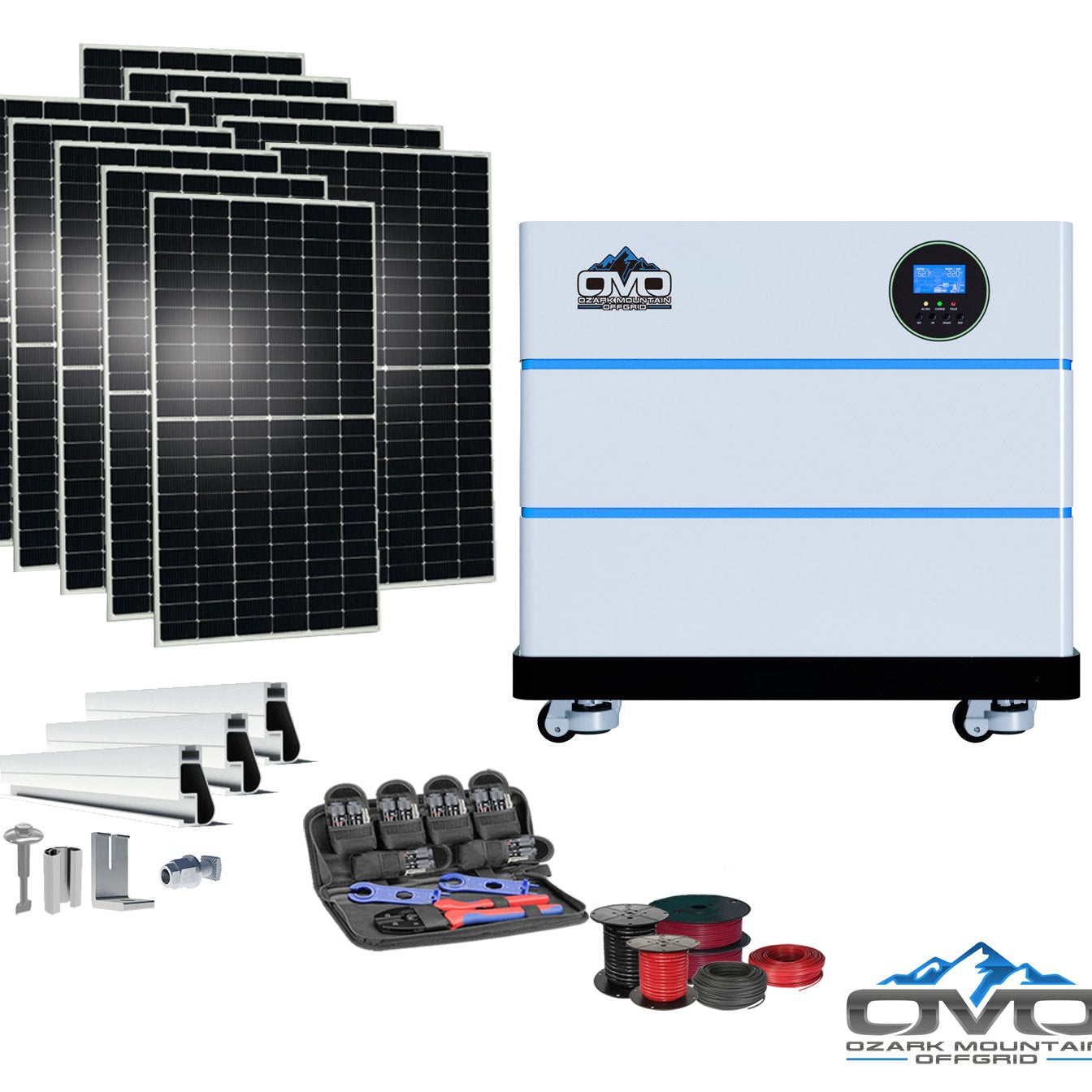 5.5KW OMO All-In-One Customizable Stacking Inverter/Battery System 5500W Inverter + 10.24K Lithium Battery + 5.5KW Solar Roof Mount