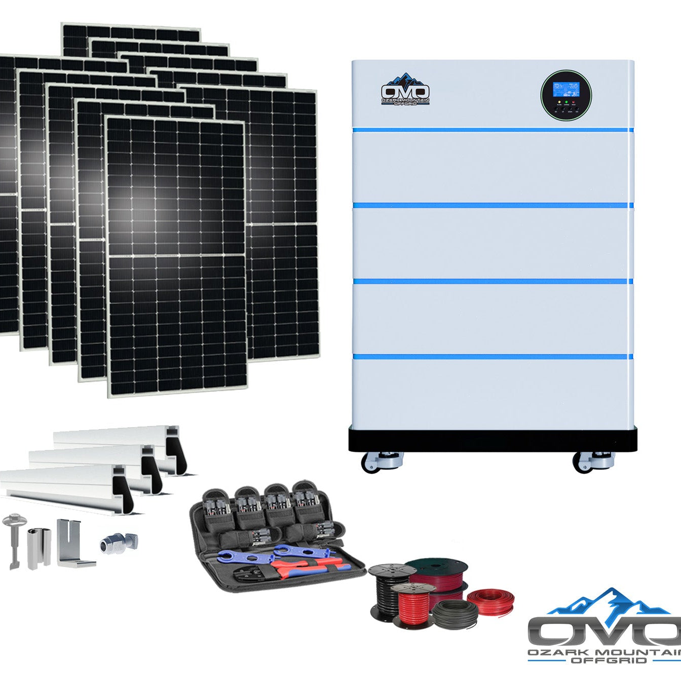 5.5KW OMO All-In-One Customizable Stacking Inverter/Battery System 5500W Inverter + 20.48K Lithium Battery + 5.5KW Solar Roof Mount