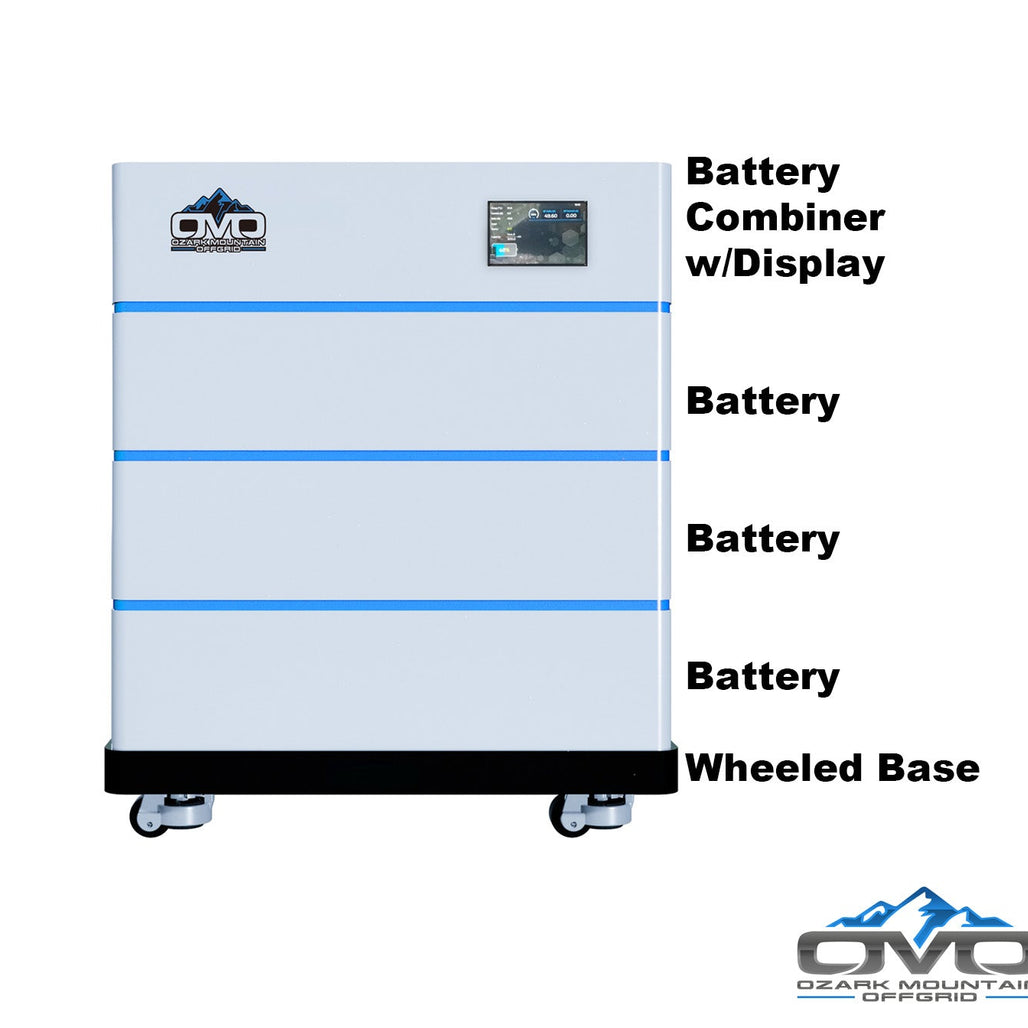 30KW Complete Offgrid Solar Kit - 15K Sol-Ark Inverter + 15.36KW OMO Stack Lithium Battery +30.8KW Solar with Mounting Rails and Wiring