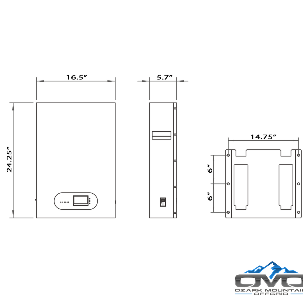OMO Patriot 48V 5.12KW Wall Hanging Heated LifePO4 Lithium Battery System