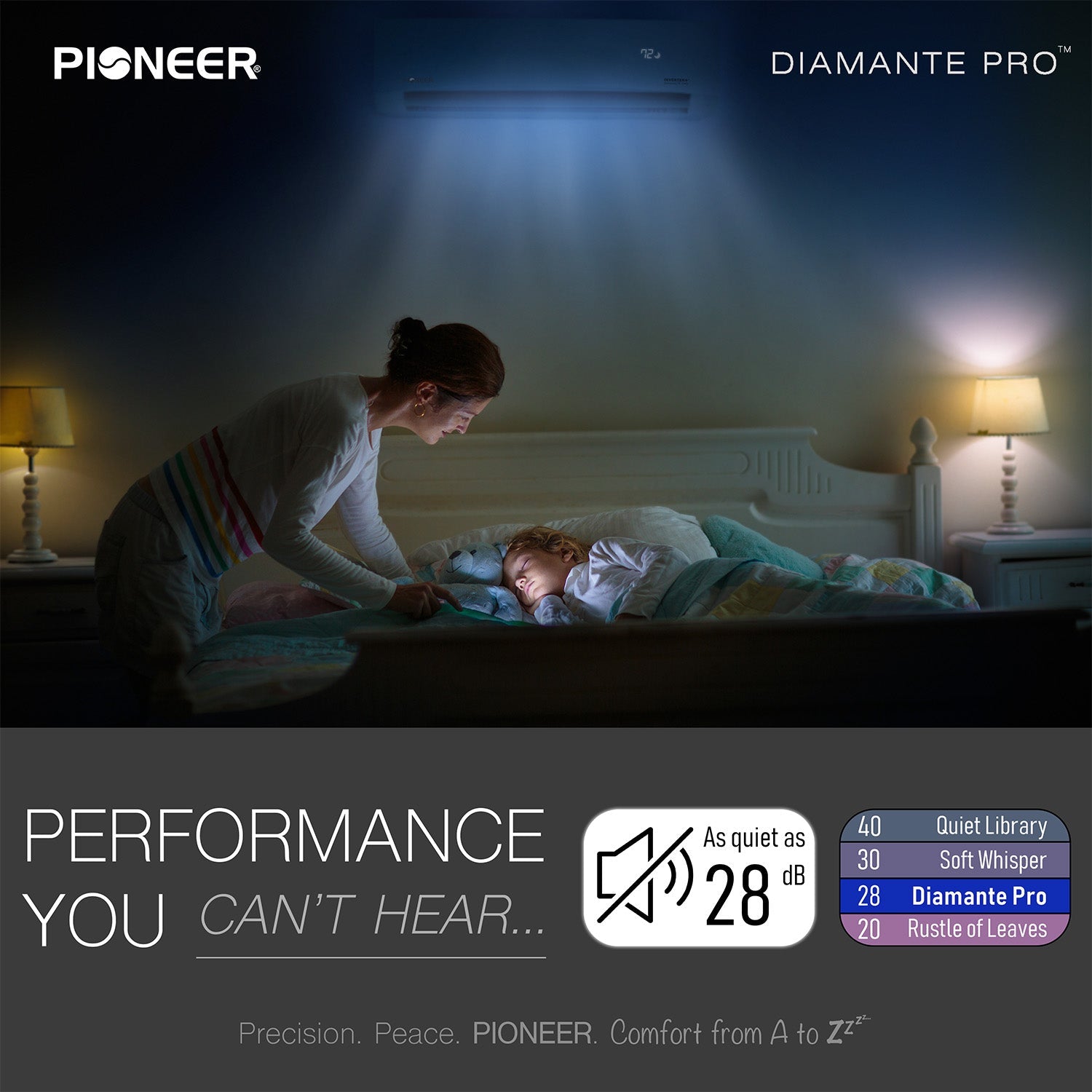 Pioneer® Diamante Pro™ 24,000 BTU 21 SEER2 230V High-Wall Ductless Mini-Split Air Conditioner Inverter Heat Pump with 16 Ft. Kit