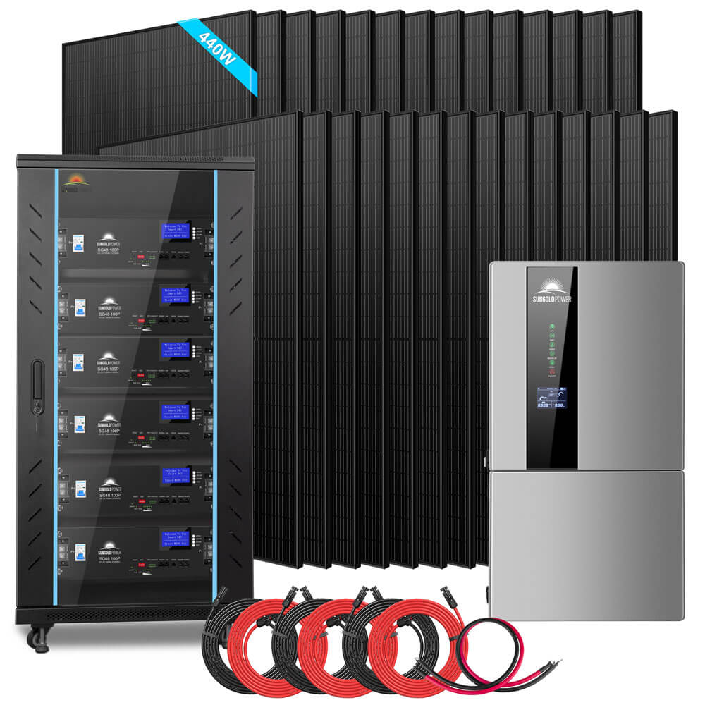 Hybrid Solar Kit 11.4KW 48V Split Phase 30.72KWH Lithium Battery 28 X 450 Watt Solar Panel SGH-11N3E