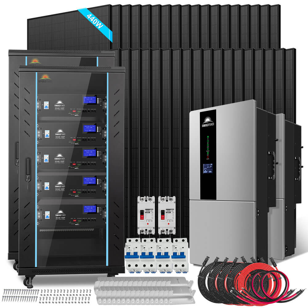 Hybrid Solar Kit 11.4KW 48V Split Phase 20.48KWH/50.2KWH Lithium Battery 450 Watt Solar Panel SGH-11N2E/ SGH-11N5E