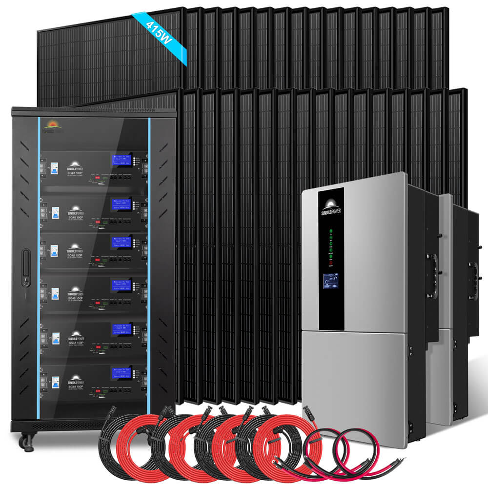 Hybrid Solar Kit 15.2KW 48V Split Phase 30.72 KWH Lithium Battery 32 X 415 Watt Solar Panel SGH-7.6DN6E