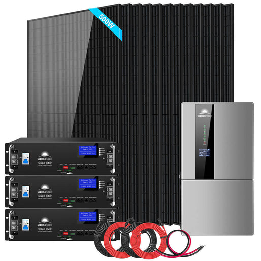 Hybrid Solar Kit 7.6KW 48V Split Phase 15.36KWH/30.72KWH Lithium Battery 415/ 500 Watt Solar Panel SGH-7.6N3E/ SGH-7.6DN6E