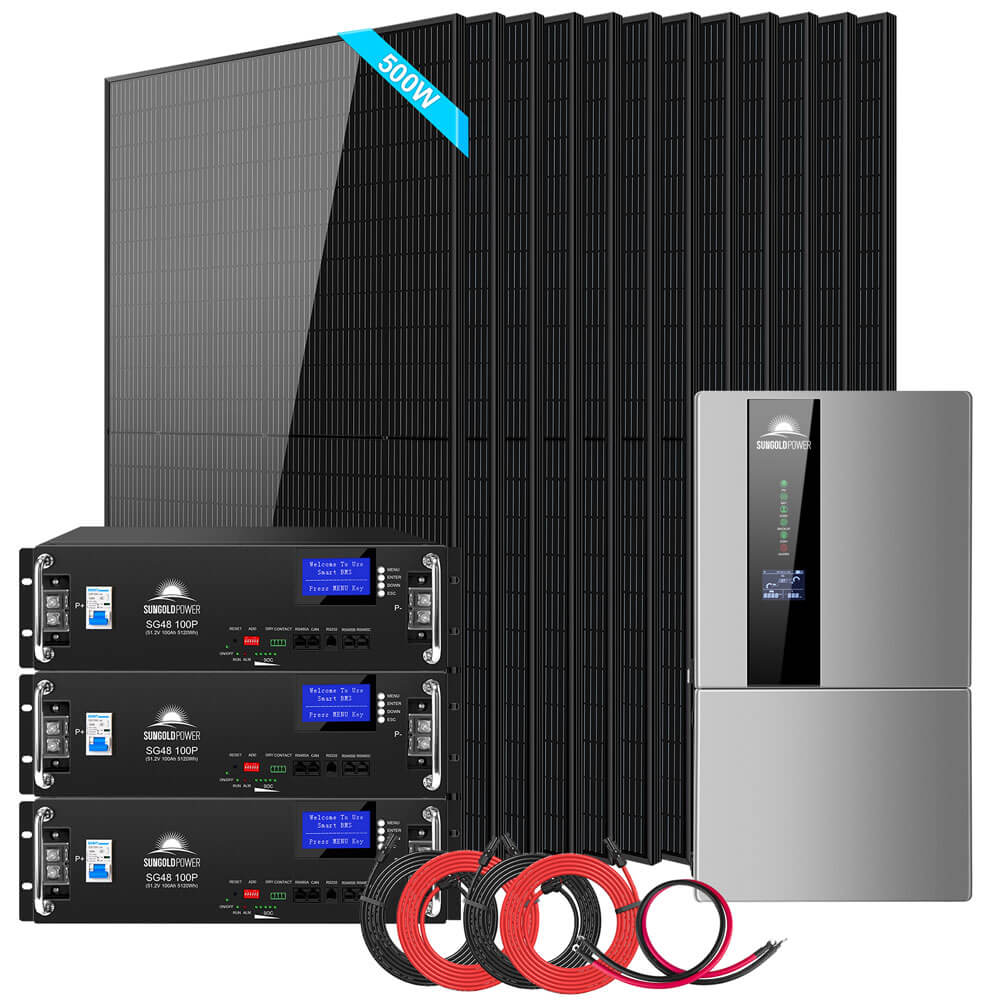Hybrid Solar Kit 7.6KW 48V Split Phase 15.36KWH/30.72KWH Lithium Battery 415/ 500 Watt Solar Panel SGH-7.6N3E/ SGH-7.6DN6E