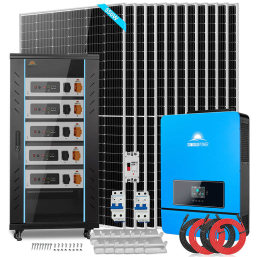 OFF GRID SOLAR KIT 12 X 550 WATTS SOLAR PANELS 25.6KWH LITHIUM BATTERY 10KW SOLAR INVERTER 48VDC 120V/240V