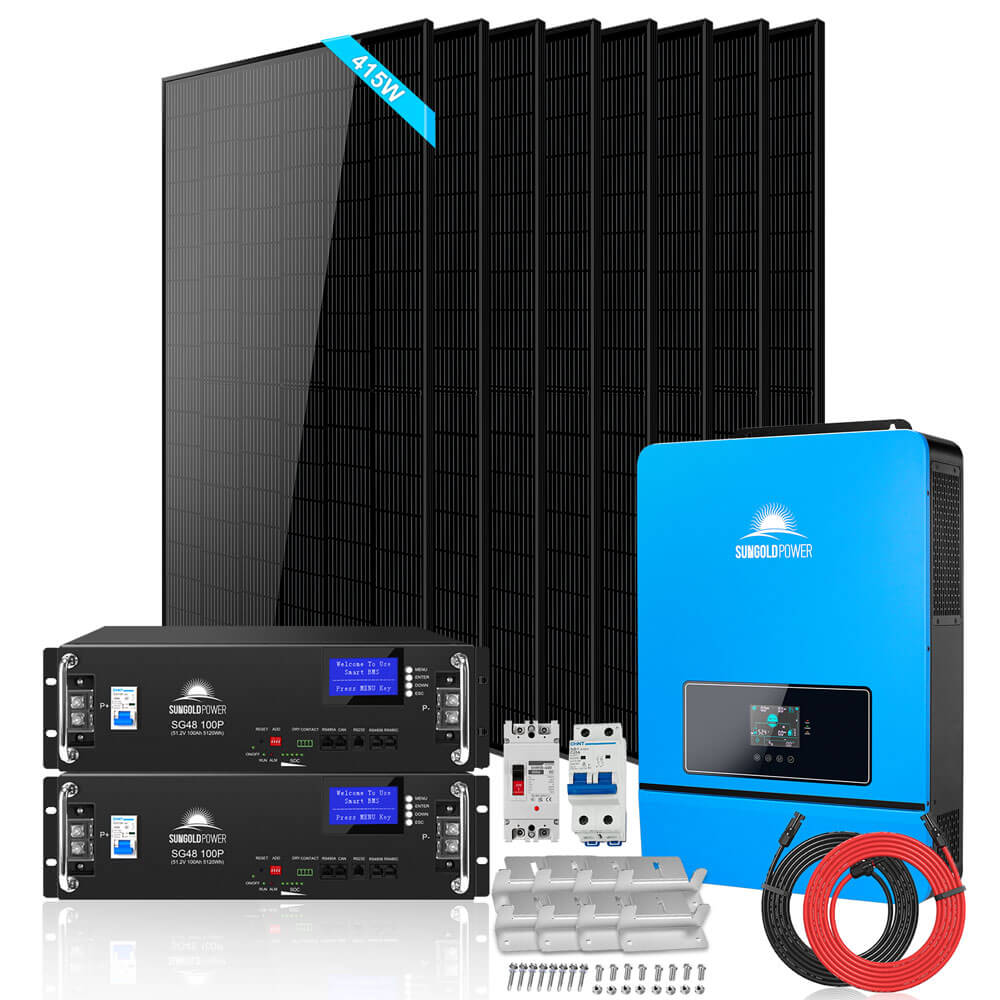 Off-Grid Solar Kit 6500W/ 8000W 48VDC 120V/240V LifePo4 10.24KWH-20.48KWH Lithium Battery 8 X 415 Watts Solar Panels