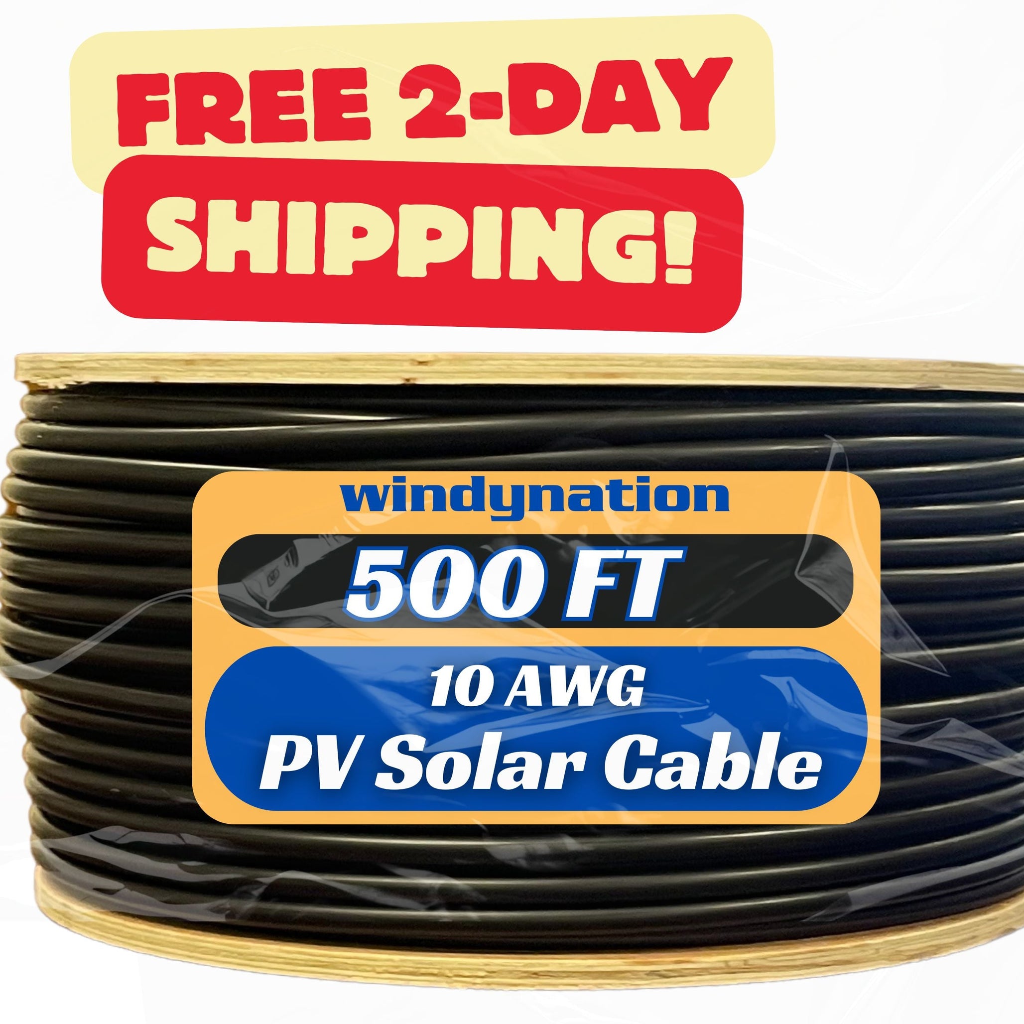 500 Foot Spool 10 Gauge 10 AWG Solar Panel Extension Cable Wire Black or Red Pure Copper