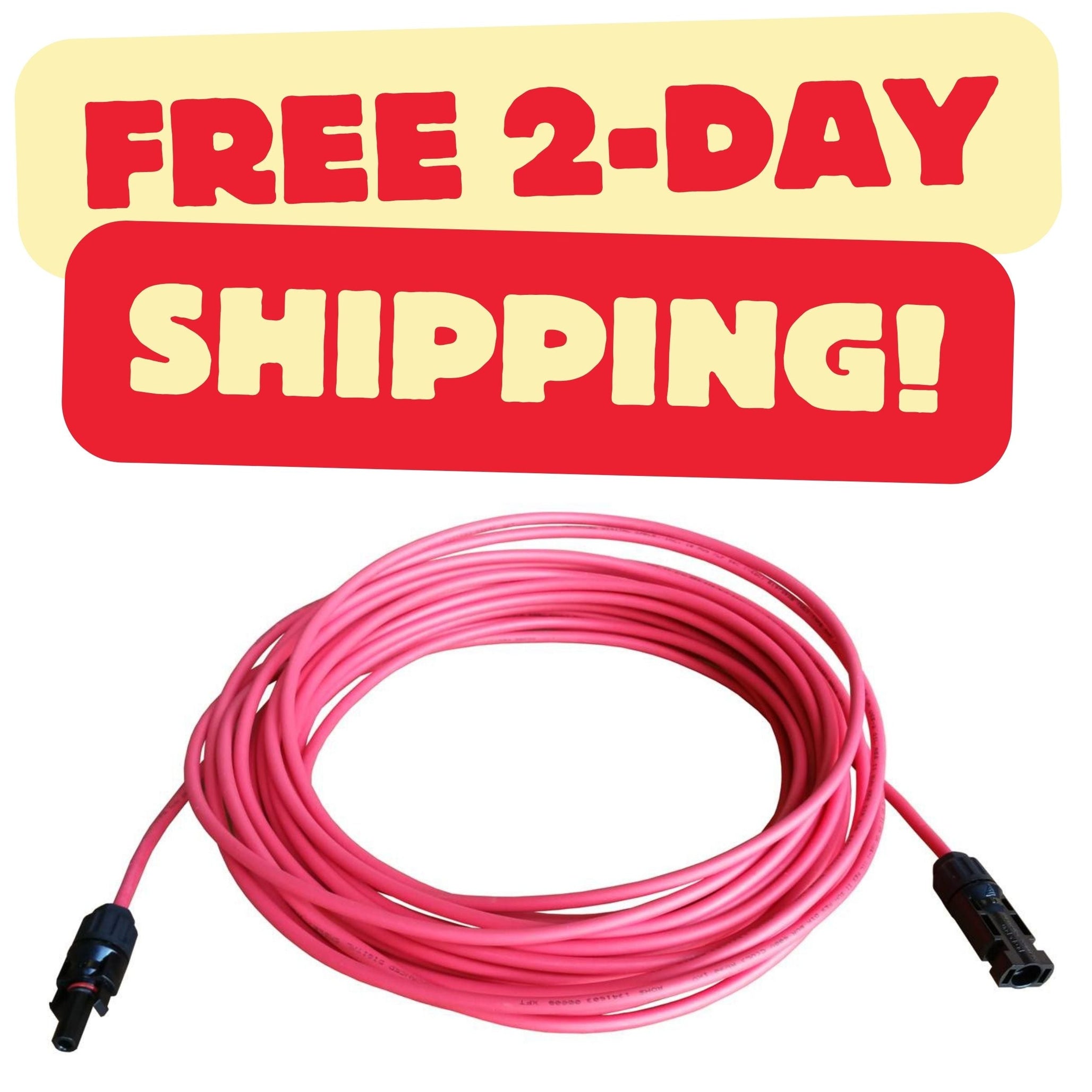 12 Gauge (AWG) Black + Red Solar Panel Extension Cable Wire with Solar Connectors