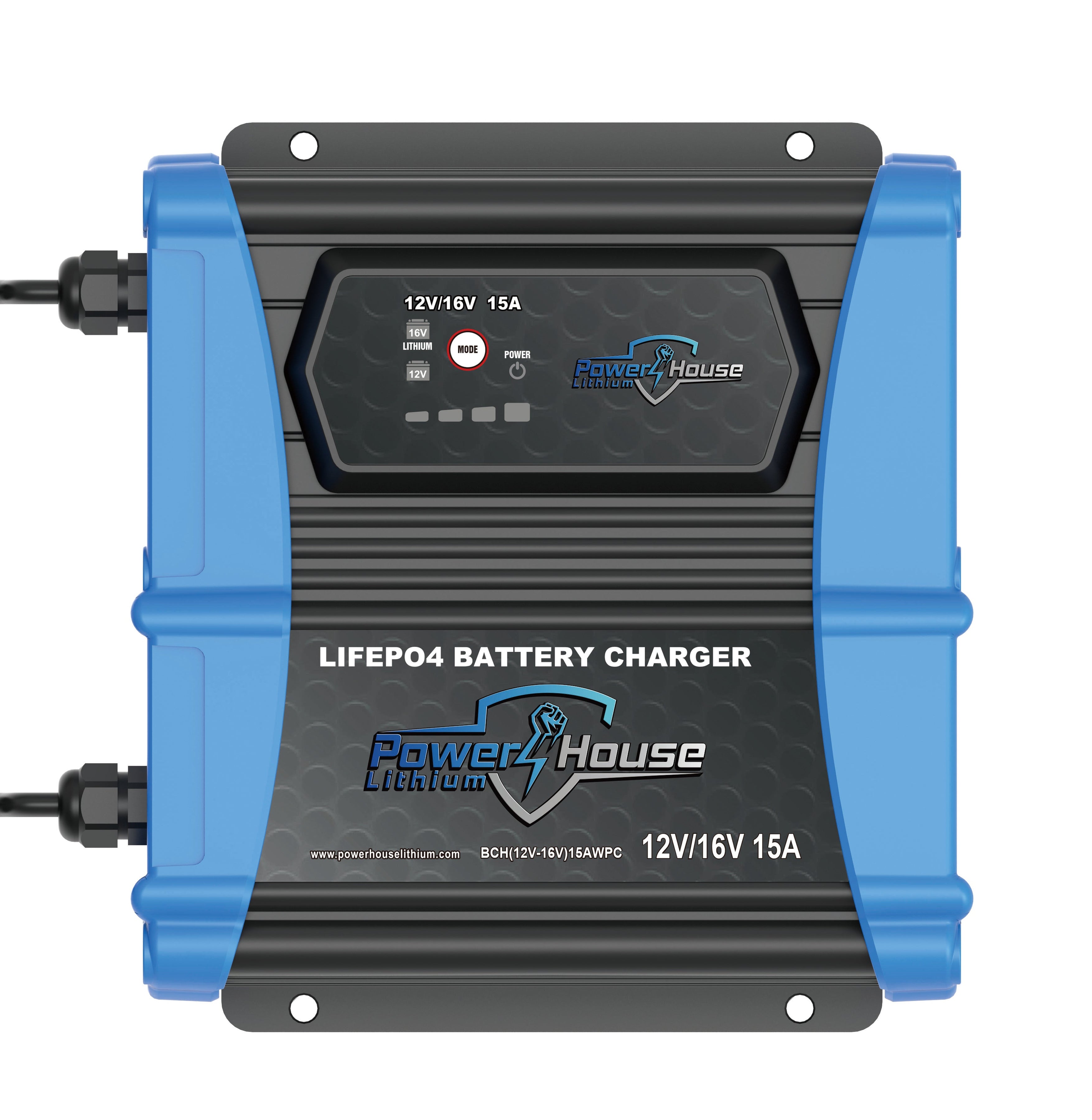 PowerHouse Dual Voltage 12v or 16V 15A Selectable AC Waterproof Onboard Charger - Mercados Solar