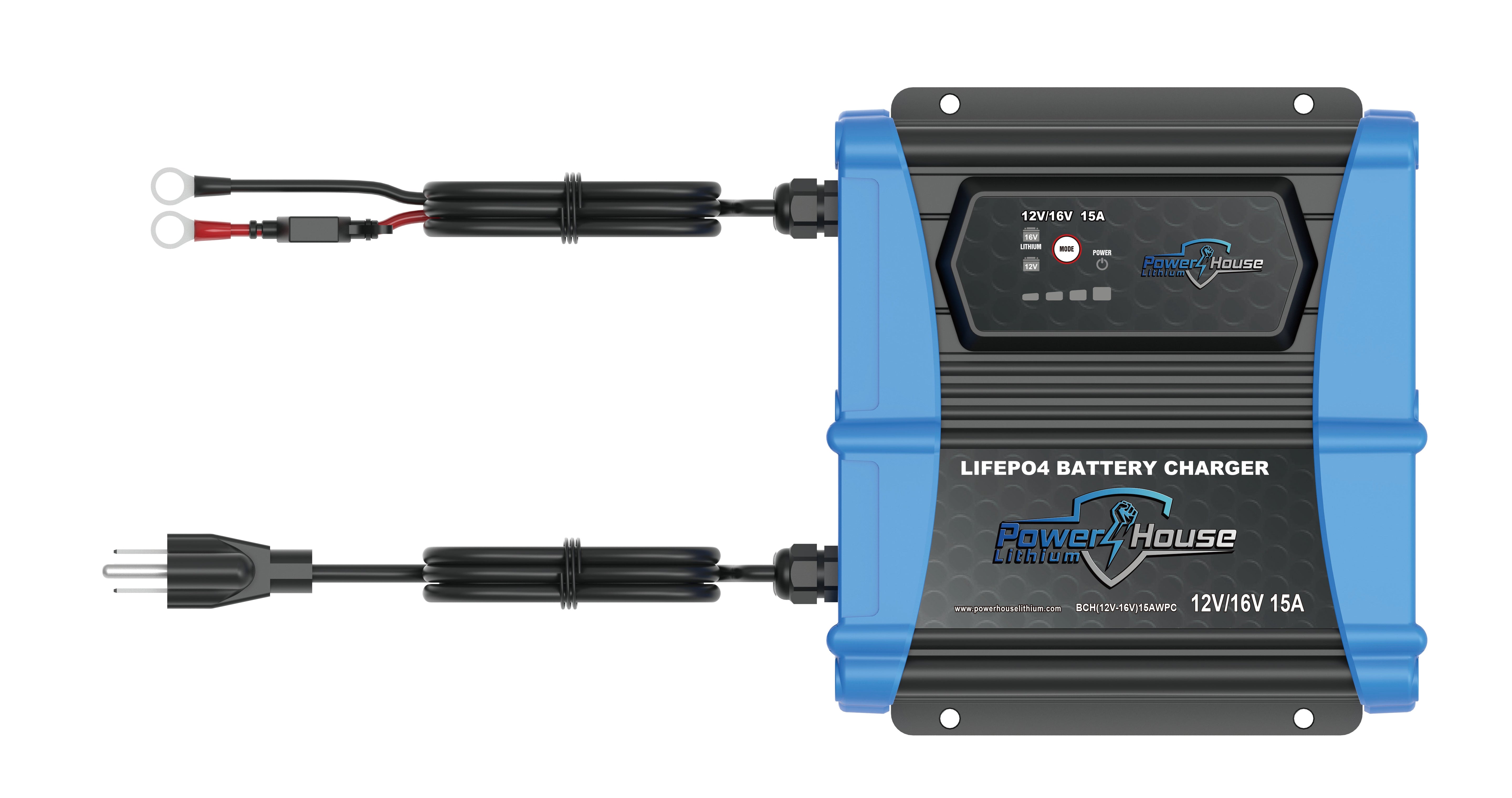 PowerHouse Dual Voltage 12v or 16V 15A Selectable AC Waterproof Onboard Charger