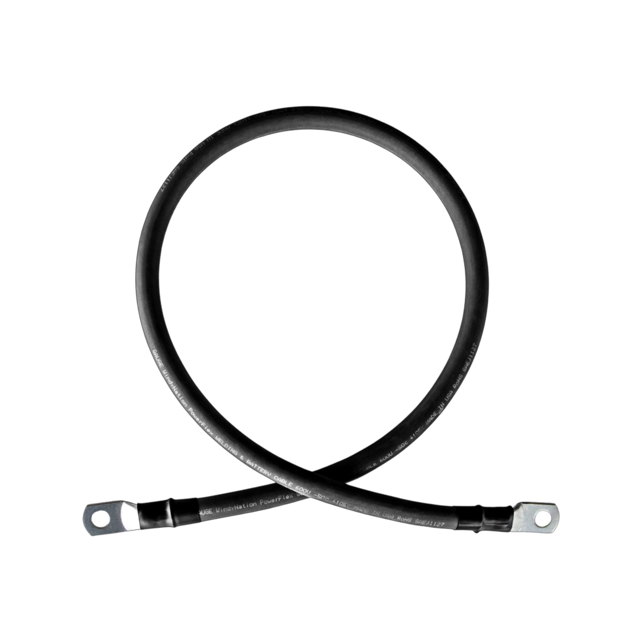 6 Gauge (AWG) Single Black Pure Copper Battery Cable Wire with Lug Connector Ring Terminals