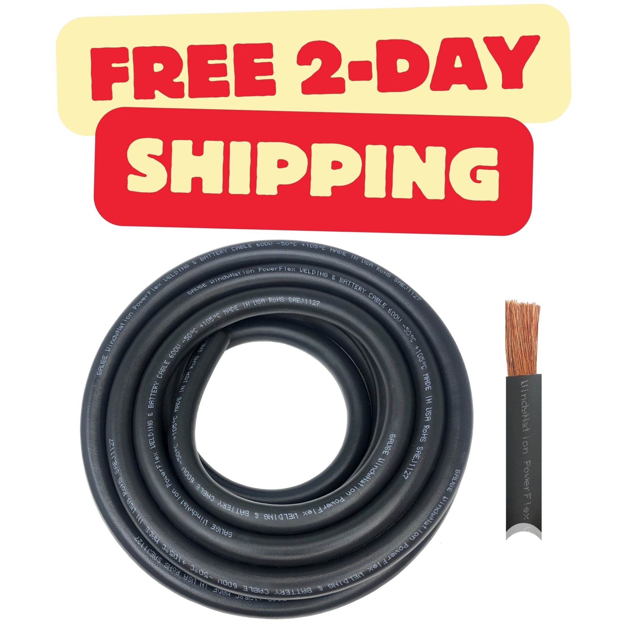 2 Gauge Pure Copper Ultra Flexible Welding & Battery Cable