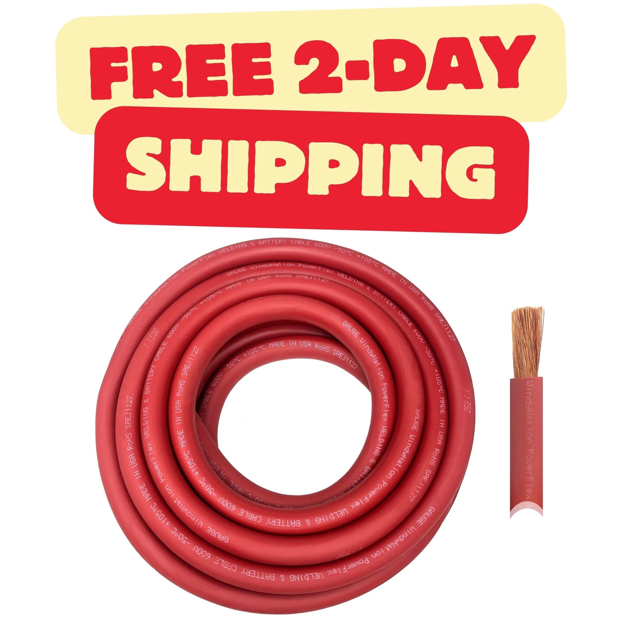 1/0 Gauge Pure Copper Ultra Flexible Welding & Battery Cable