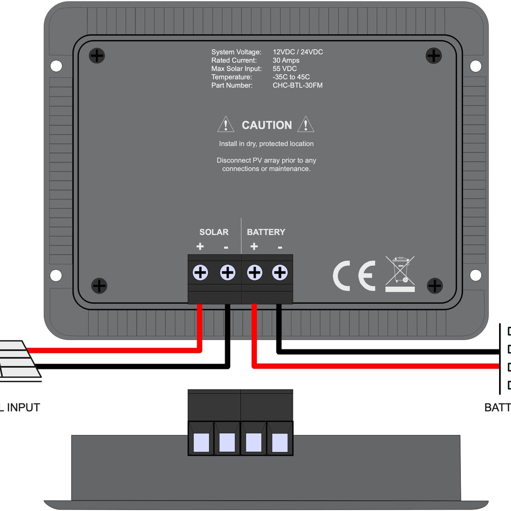 30-Amp Flush Mount LCD PWM Solar Charge Controller with Wireless Connectivity