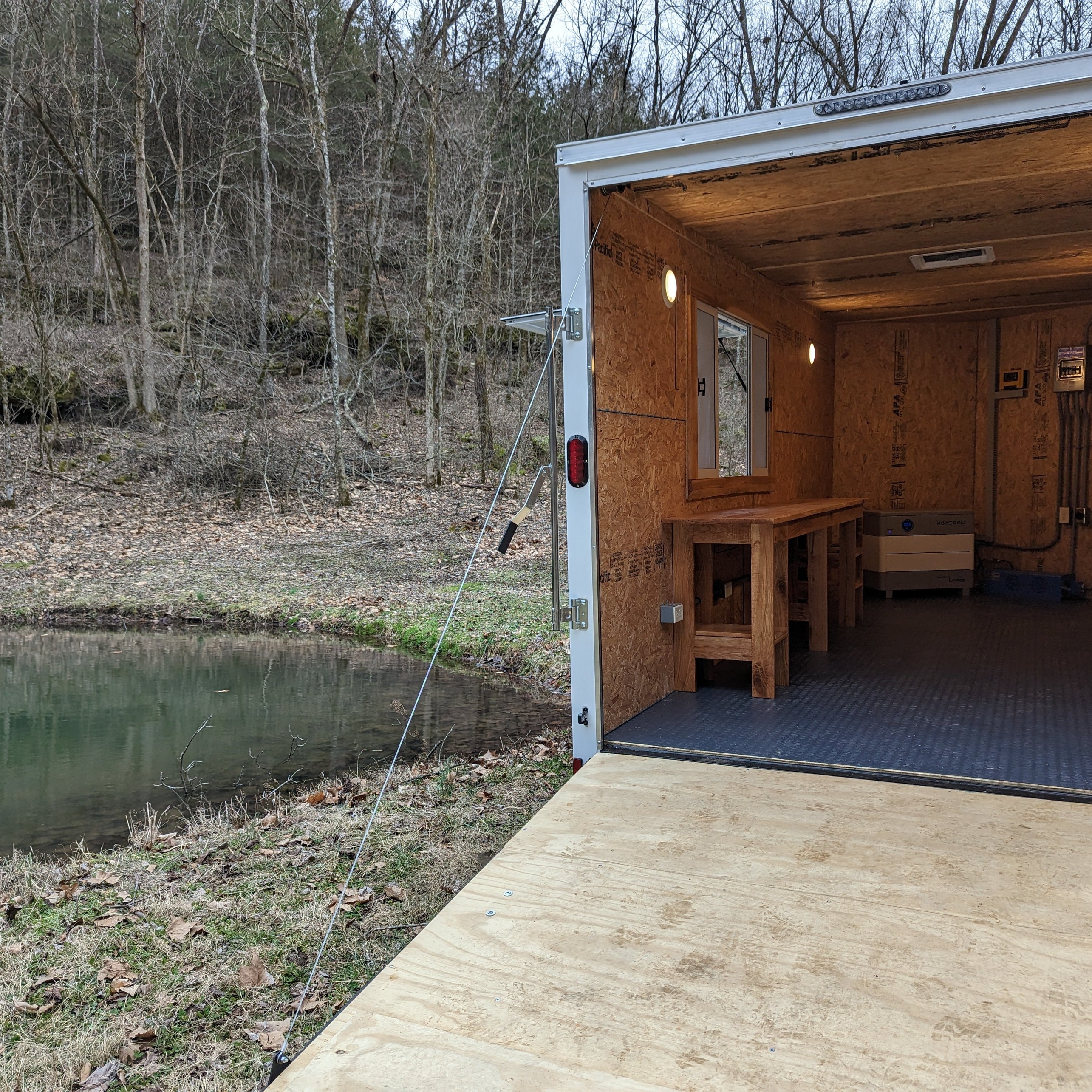 16' Enclosed SOLAR POWERED Offgrid Self-Sufficient Trailer - Concession Window Expanded Solar Array / Expanded Lithium battery bank - MOBILE STOREFRONT VERSION