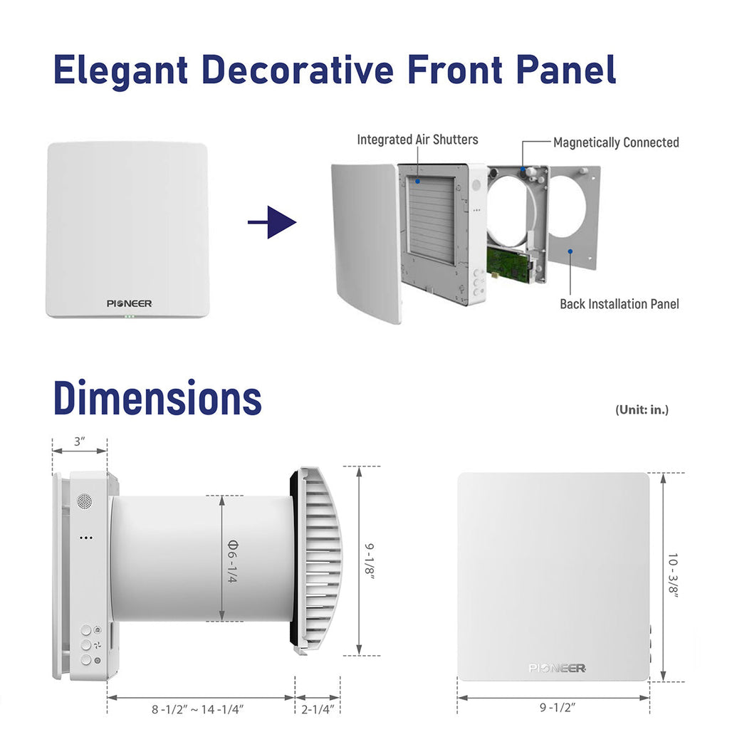 Pioneer® ECOasis 50 Ductless Wall-Mounted Single-Room Wi-Fi Energy Recovery Ventilator