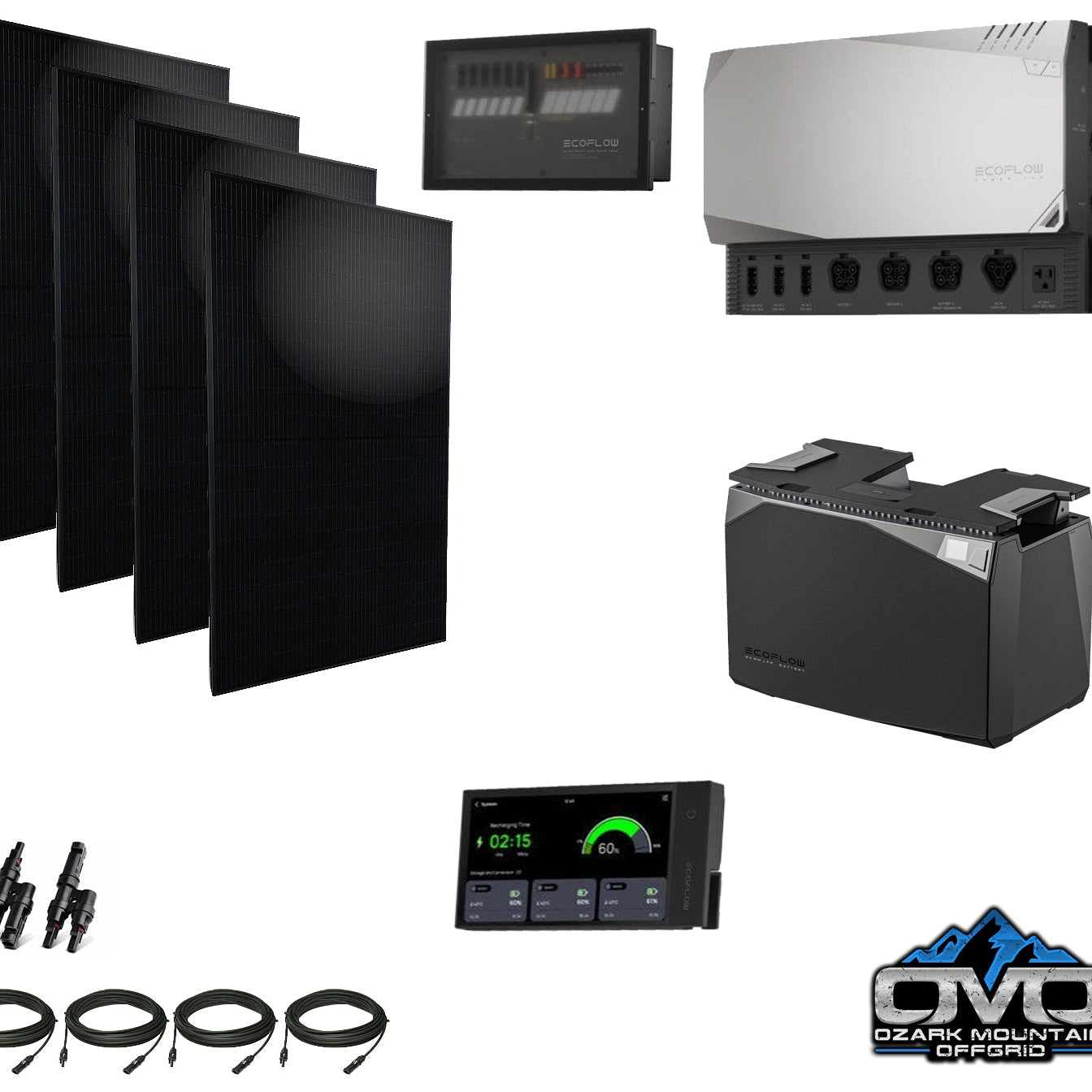EcoFlow Power Kit 120V Output - 1x 3600 Watt Solar Generator / 2000wH Lithium Storage /1300w Solar Complete Offgrid Kit