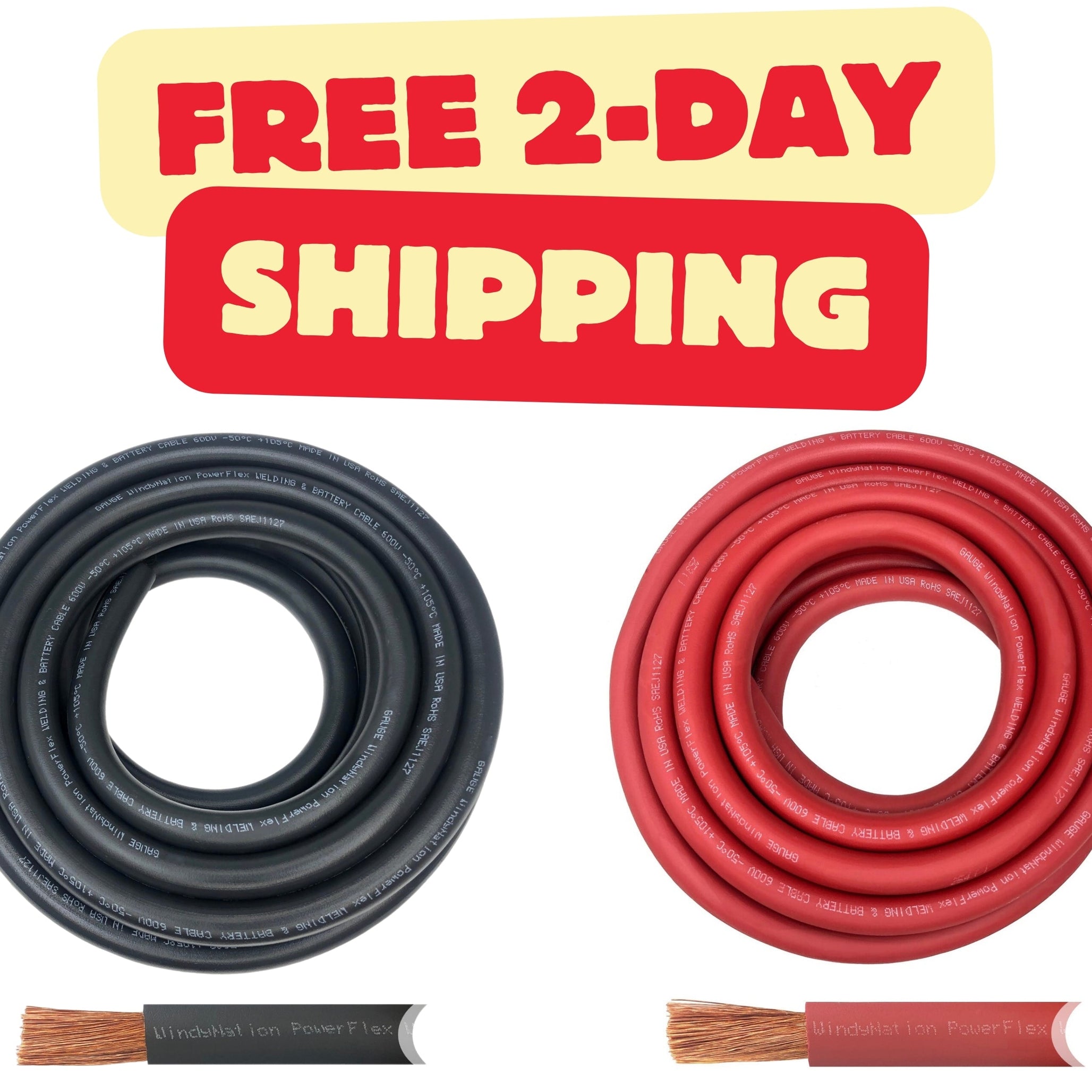 1/0 Gauge Pure Copper Ultra Flexible Welding & Battery Cable