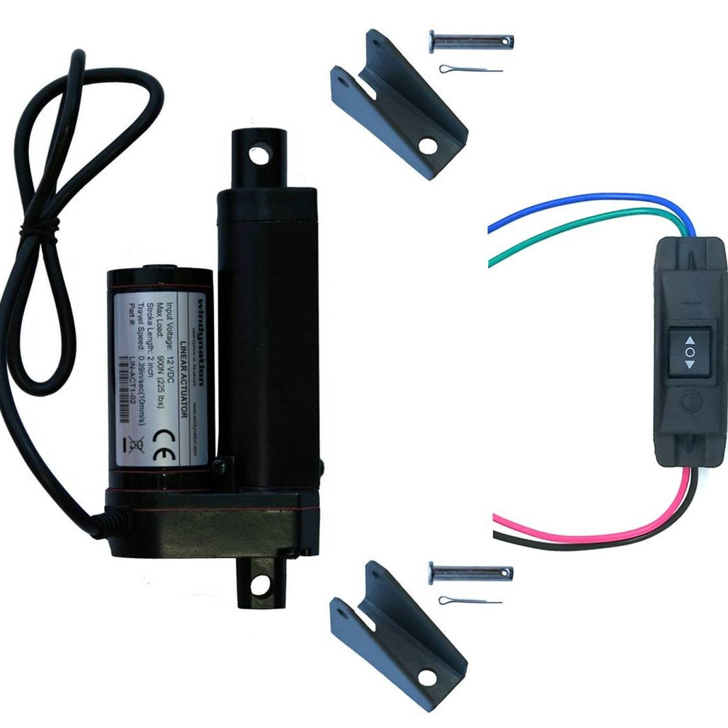 Linear Actuator 12-Volt 225lbs with Mounting Brackets + Up Down DPDT Switch