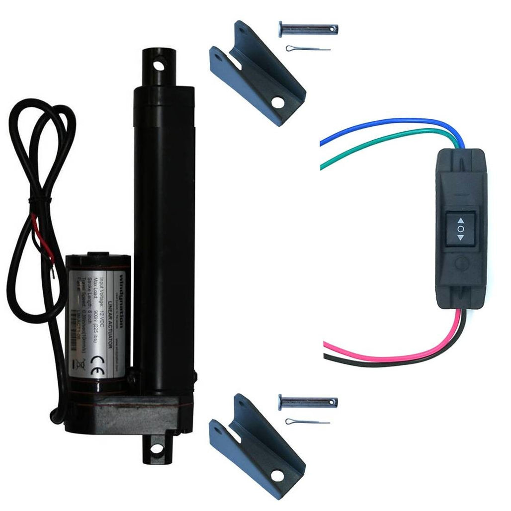 Linear Actuator 12-Volt 225lbs with Mounting Brackets + Up Down DPDT Switch