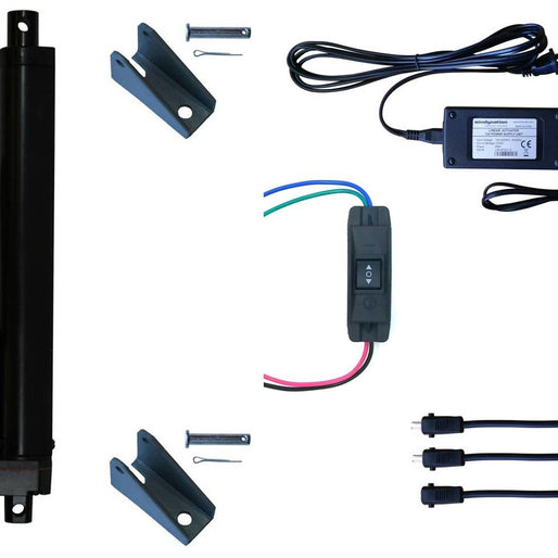 Linear Actuator 12-Volt 225lbs with Power Supply and Mounting Brackets + Up Down DPDT Switch