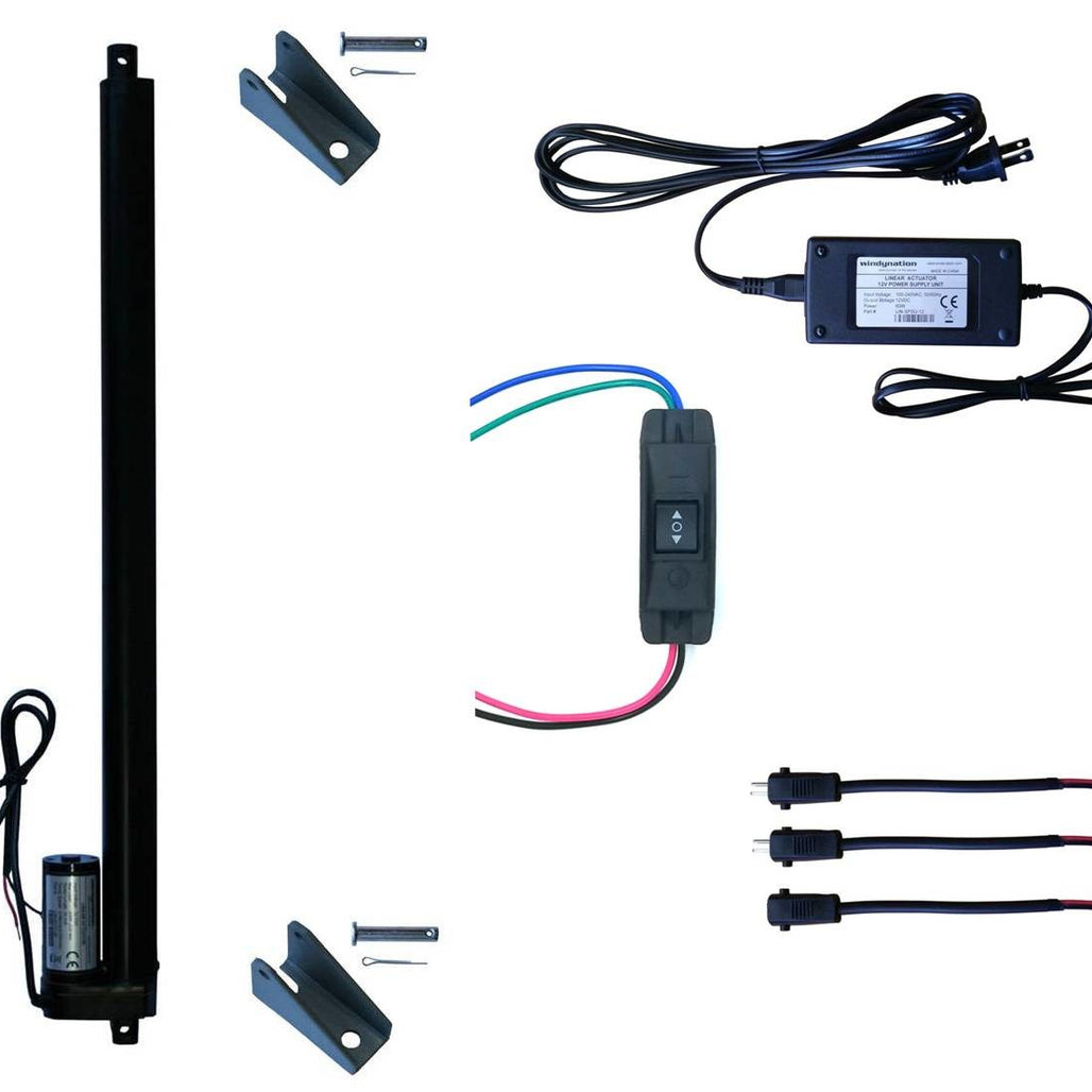 Linear Actuator 12-Volt 225lbs with Power Supply and Mounting Brackets + Up Down DPDT Switch