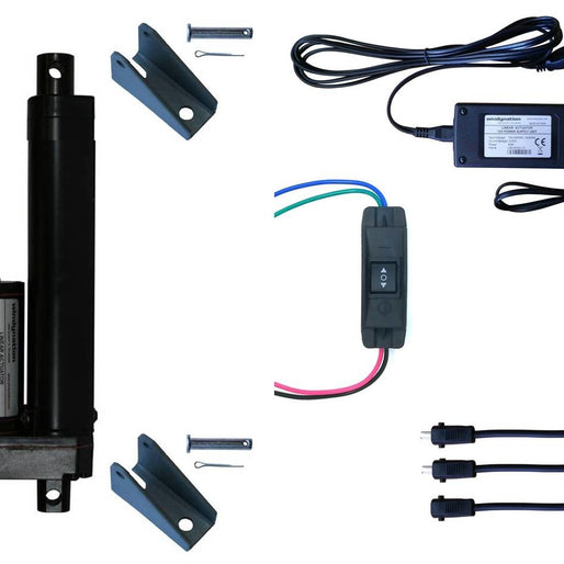 Linear Actuator 12-Volt 225lbs with Power Supply and Mounting Brackets + Up Down DPDT Switch