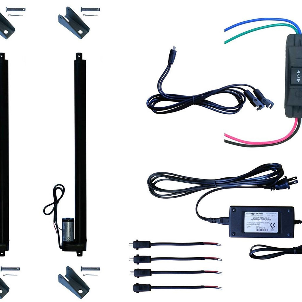 Linear Actuator 12-Volt 225lbs with Power Supply and Mounting Brackets + Up Down DPDT Switch
