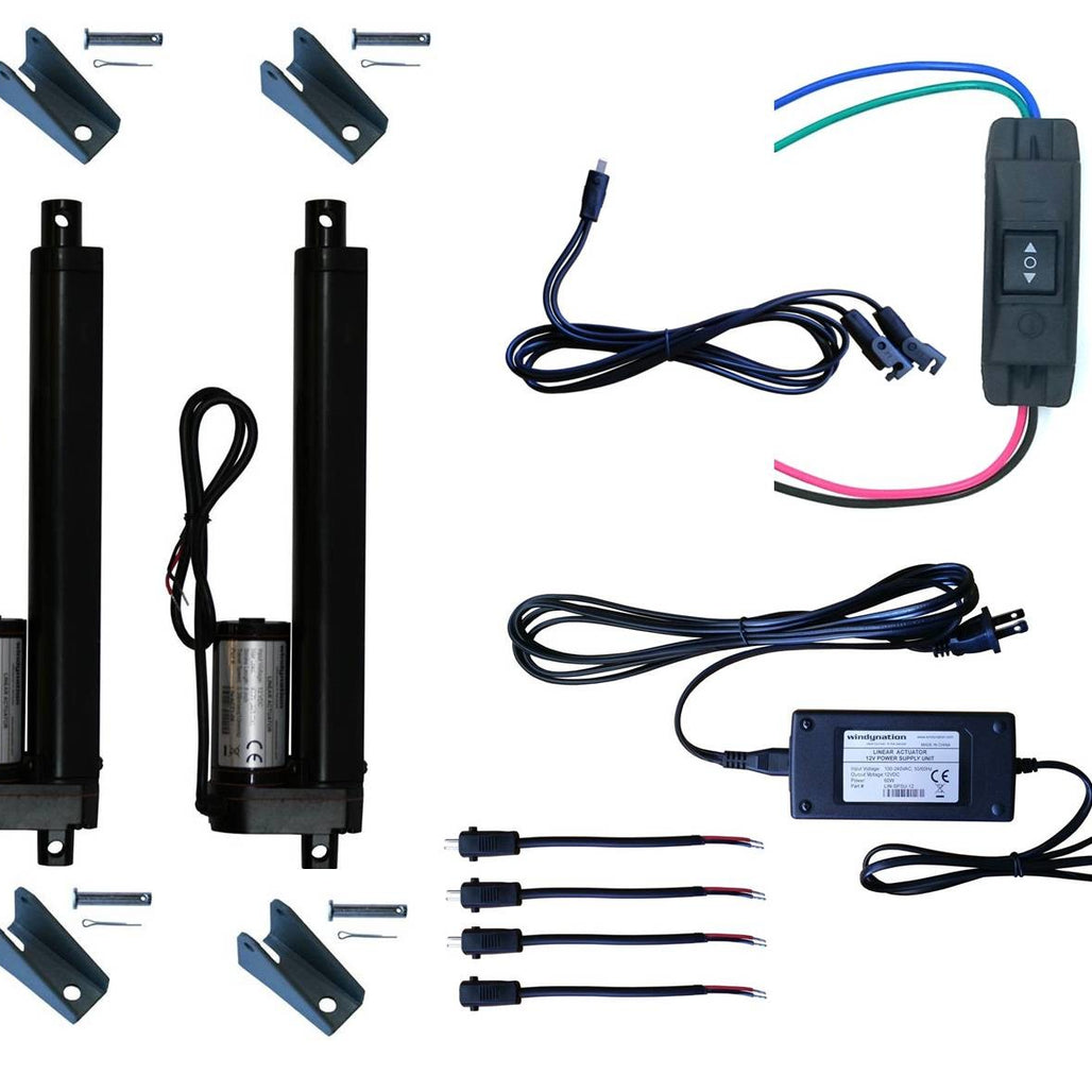 Linear Actuator 12-Volt 225lbs with Power Supply and Mounting Brackets + Up Down DPDT Switch